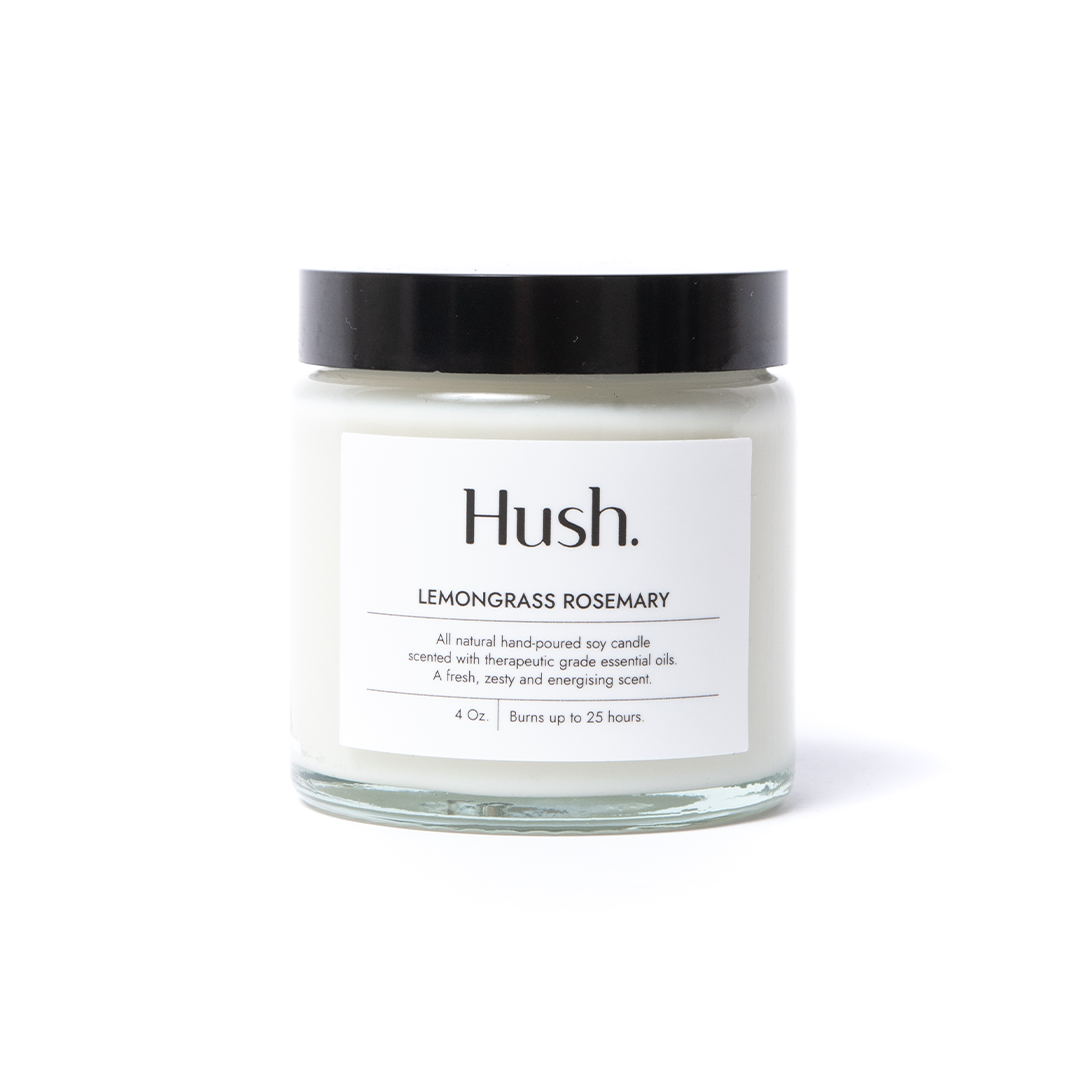 Lemongrass Rosemary Essential Oil Candle – Hush Candle